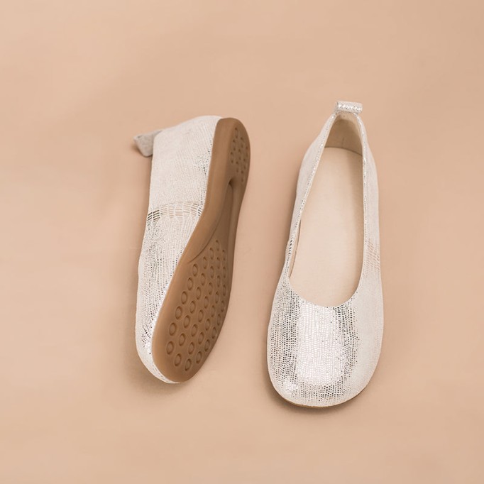 Soft Leather Flat Slip on Loafers for Women Handmade Golden/Silver