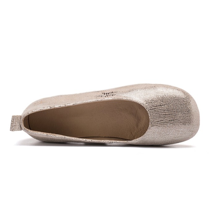 Soft Leather Flat Slip on Loafers for Women Handmade Golden/Silver