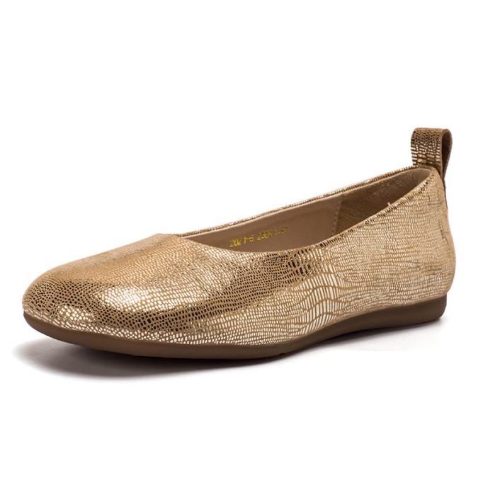 Soft Leather Flat Slip on Loafers for Women Handmade Golden/Silver