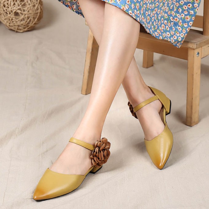 Handmade Genuine Leather Retro Square Toe Heels Mary Jane Pumps Women Sheepskin Shoes Block Heels Office Shoes Grey/Black