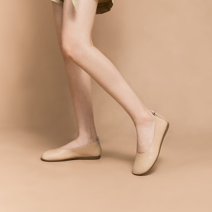 Soft Leather Flat Slip on Loafers for Women Handmade Green/Yellow/Pink/Apricot