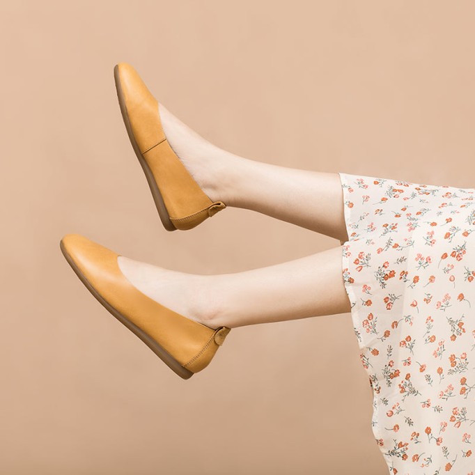 Soft Leather Flat Slip on Loafers for Women Handmade Green/Yellow/Pink/Apricot