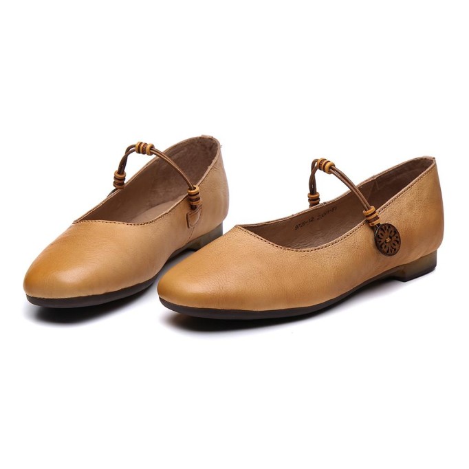 Mary Jane Shoes For Women Handmade Soft Leather Flats Retro Round Toe Designer Shoes Washed Brown/Washed Coffee