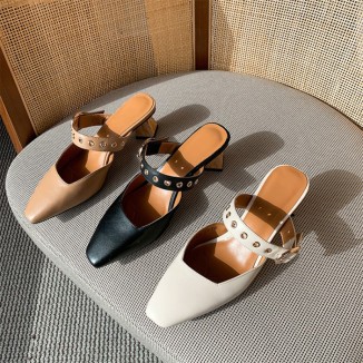 Handmade Retro Leather Mary Jane Slippers For Summer Designer Shoes