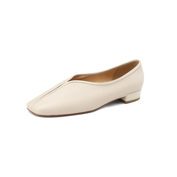 Soft Leather Slip On Loafers in Beige/Black/Brown