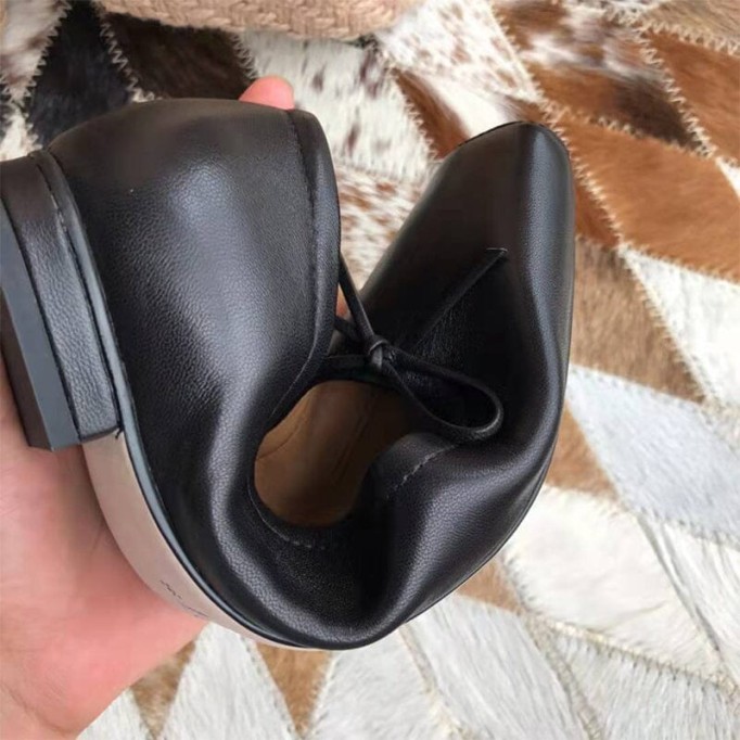 Square Toe Bowknot Womens Dress Shoes Ballerina Flats in Black/White/Nude/Grey