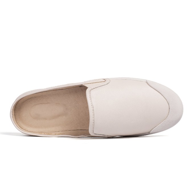 Handmade Soft Leather white shoes for women Mules Designer Shoes Black/White