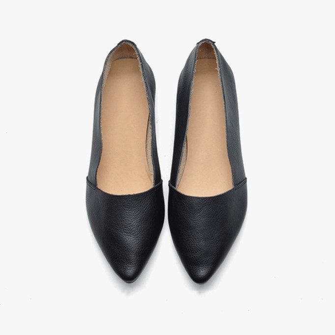 Designer Shoes Genuine Leather Slip-on For Women Handmade Pointed Toe Flats Green/Yellow/Red/Black/Grey