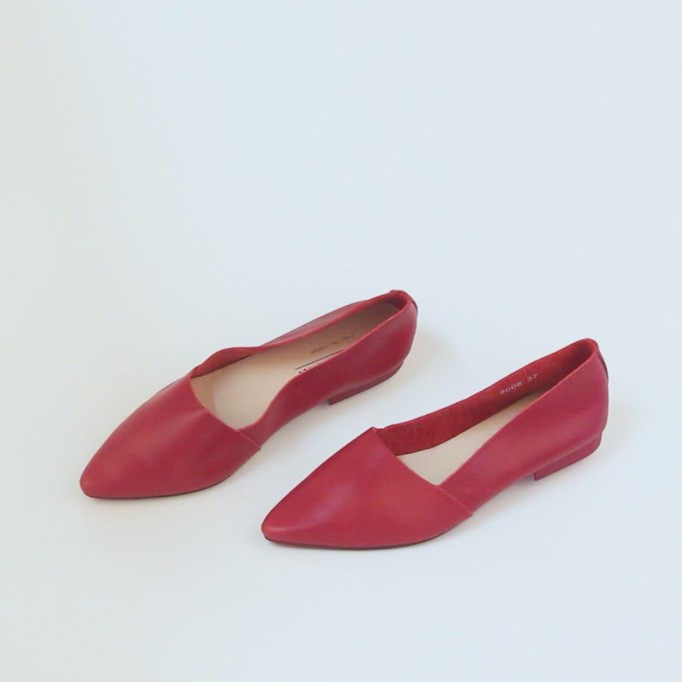 Designer Shoes Genuine Leather Slip-on For Women Handmade Pointed Toe Flats Green/Yellow/Red/Black/Grey