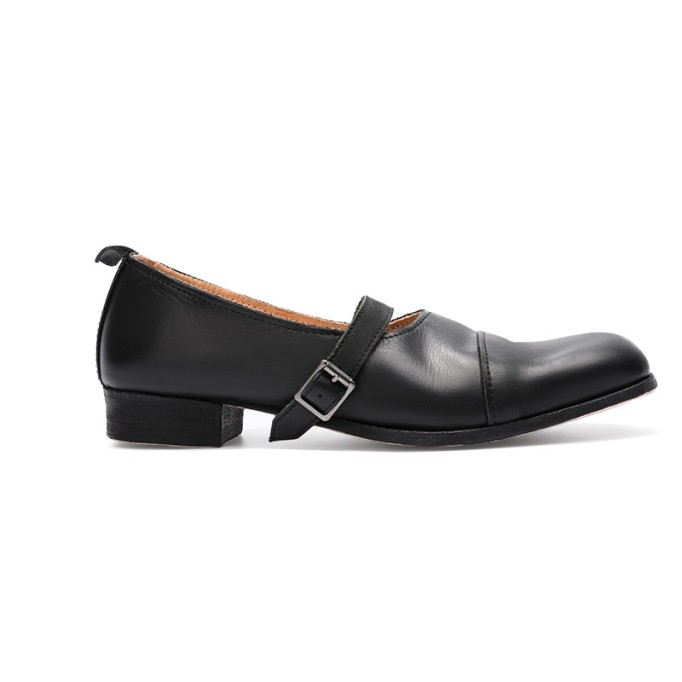 Goodyear Horse Leather Shoes For Women Flat Mary Jane Leather Sole in Black
