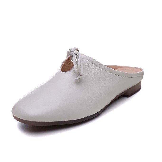 Sheepskin Mules Summer Slippers Handmade Yellow/Grey