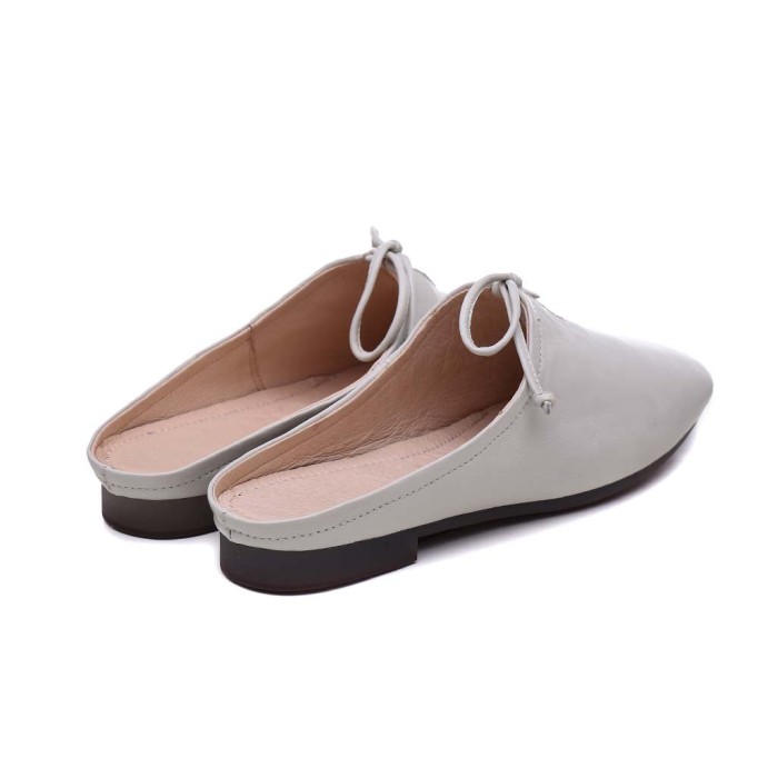 Sheepskin Mules Summer Slippers Handmade Yellow/Grey