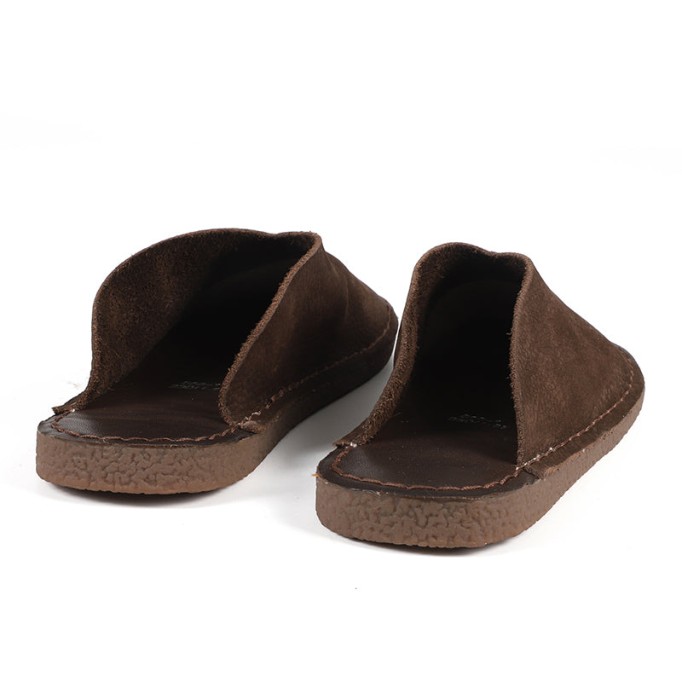 Women'S Slippers Leather Sandals Flats Casual Slip On Shoes Brown/Coffee