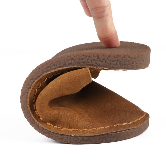 Women'S Slippers Leather Sandals Flats Casual Slip On Shoes Brown/Coffee