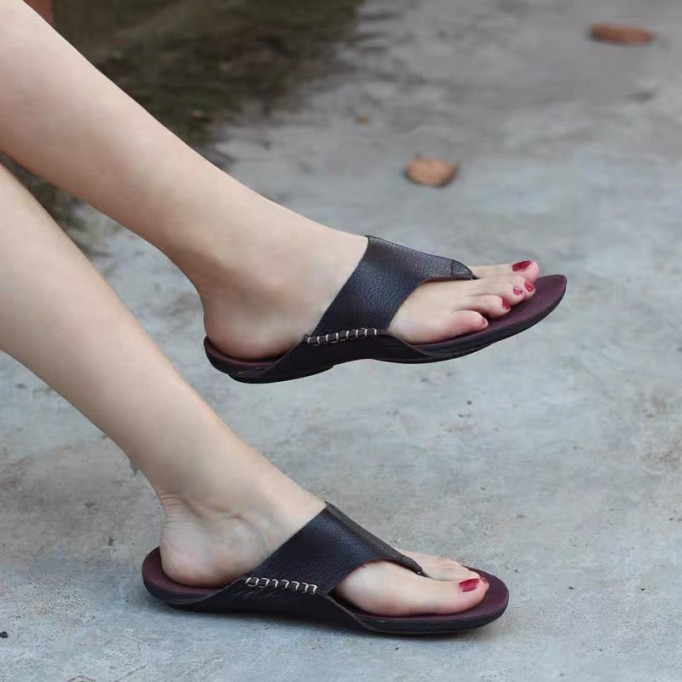 Comfy Leather Thong Sandals Soft Casual Flip Flops Slippers