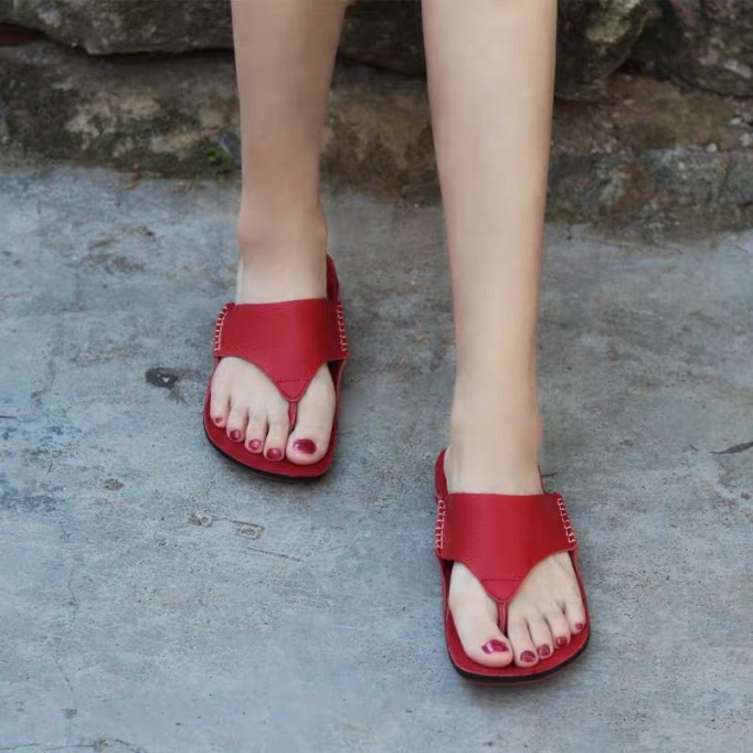 Comfy Leather Thong Sandals Soft Casual Flip Flops Slippers