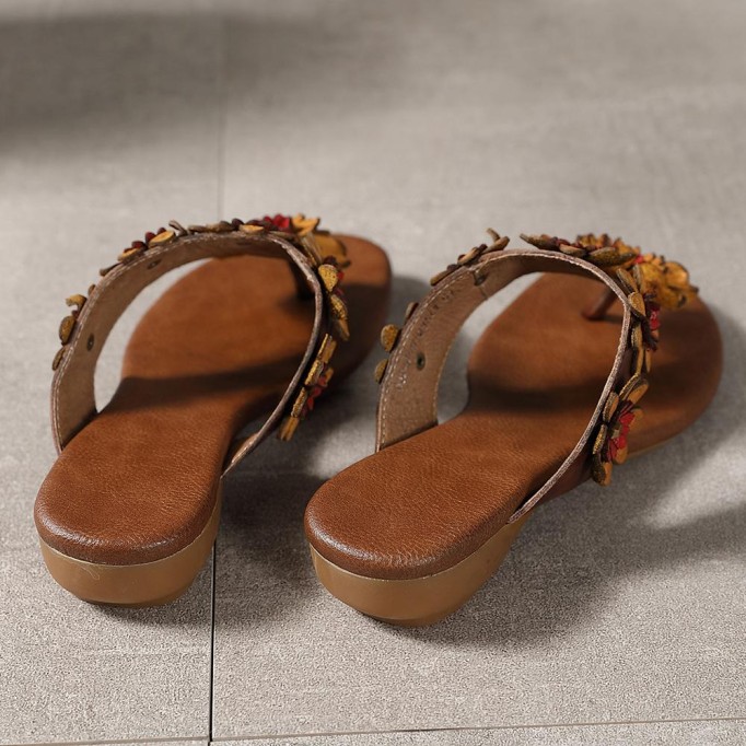 Comfy Leather Thong Sandals Soft Casual Flip Flops Slippers