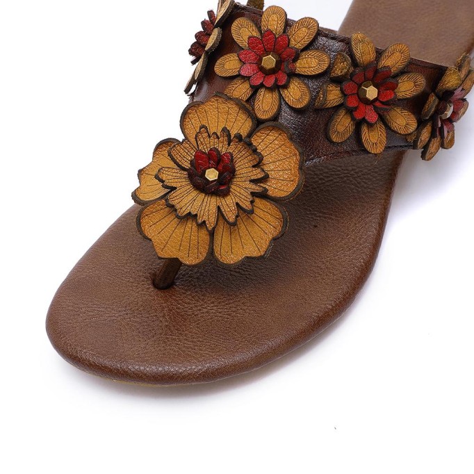 Comfy Leather Thong Sandals Soft Casual Flip Flops Slippers