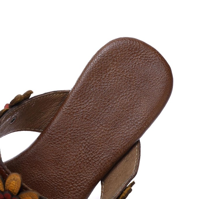 Comfy Leather Thong Sandals Soft Casual Flip Flops Slippers