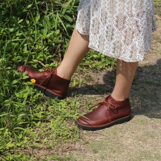 Middle English-Womens Handmade Full Grain Leather Flats Ankle Boots- Black/Brown
