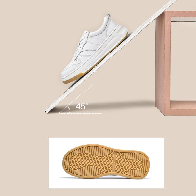 Women's Causal Genuine leather Chunky Sneakers - Beige