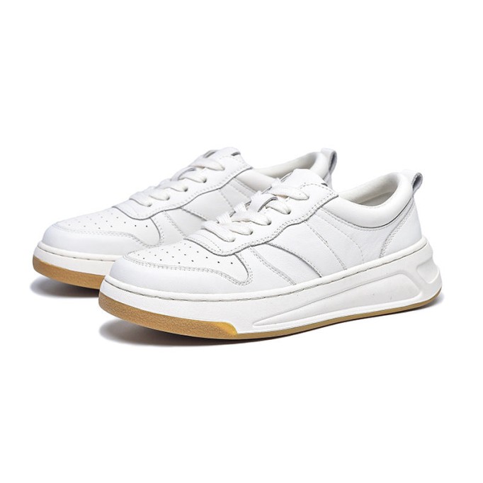 Women's Causal Genuine leather Chunky Sneakers - Beige