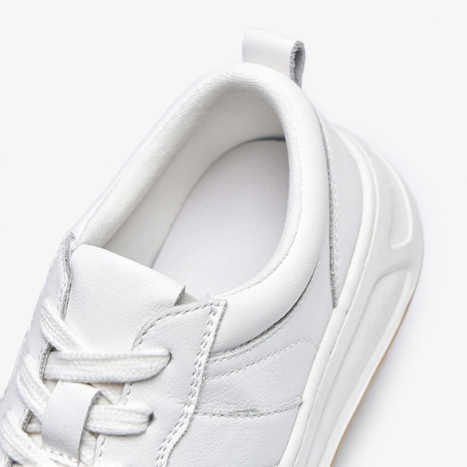 Women's Causal Genuine leather Chunky Sneakers - Beige