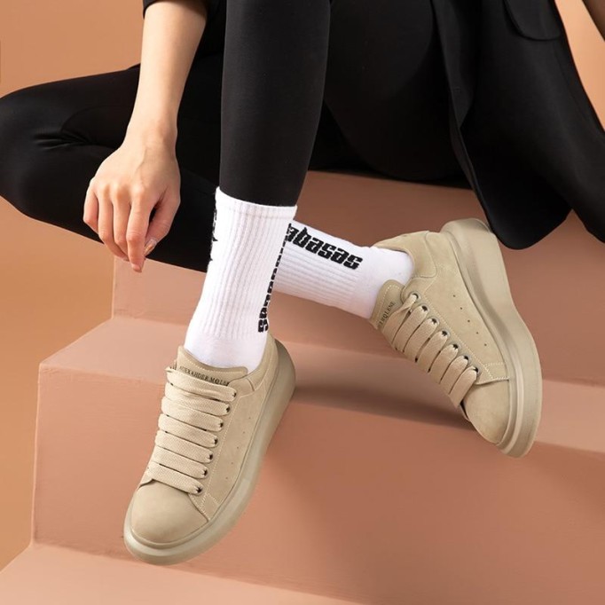 Women Platform Sneakers Cow Suede Leather Lace-Up Casual Round Toe Lady Flats Shoes with Thick Sole Handmade