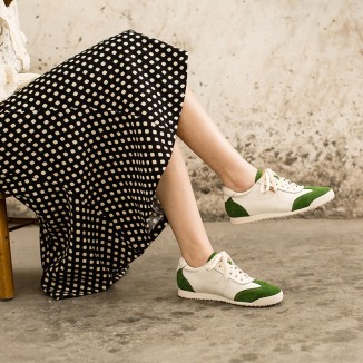 Handmade Soft Leather Colorful shoes for women Lace up Sneakers Designer Shoes Red/Khaki/Green/Blue