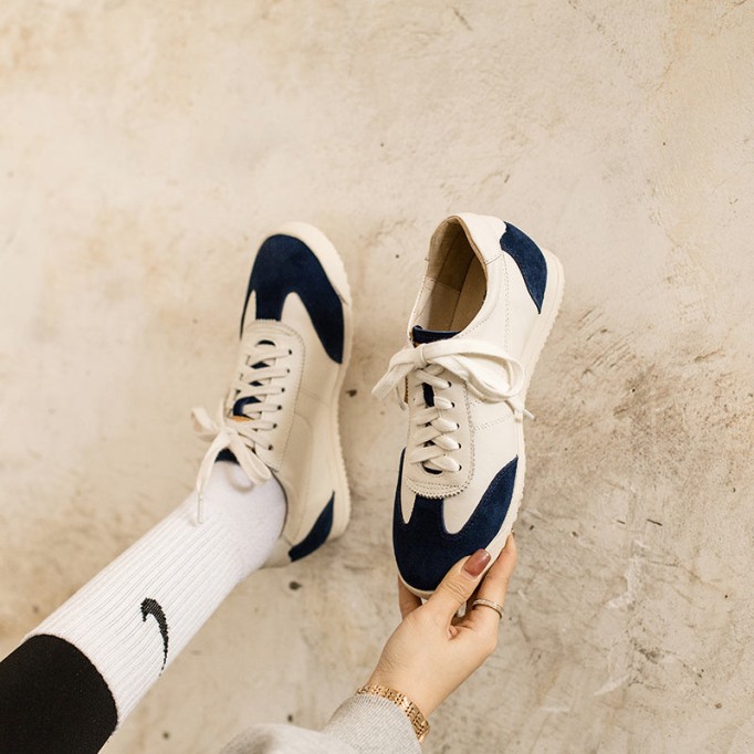 Handmade Soft Leather Colorful shoes for women Lace up Sneakers Designer Shoes Red/Khaki/Green/Blue