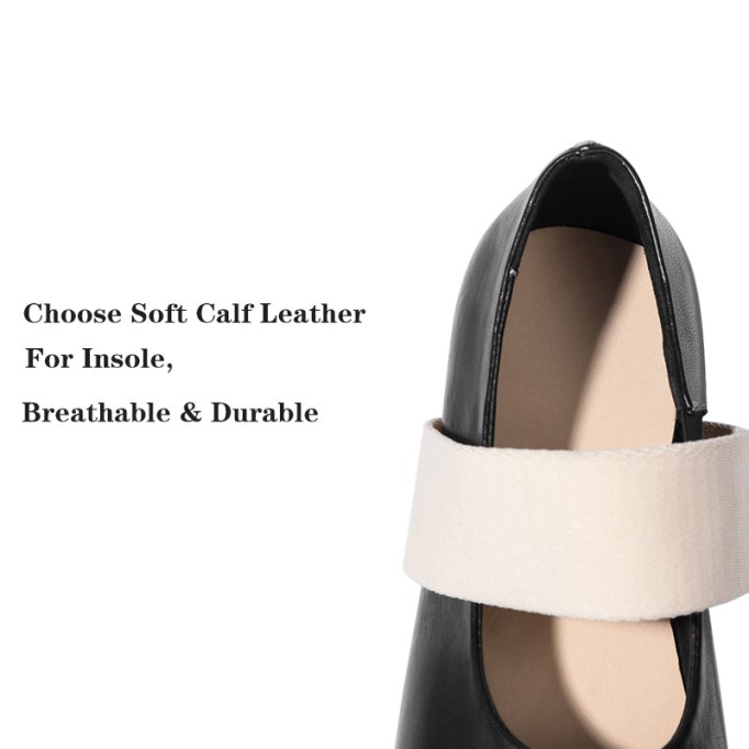 Goodyear Horse Leather Shoes For Women Flat Round Toe Mary Jane Leather Sole in Black/Coffee