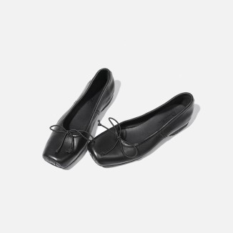 Goodyear Horse Leather Bowknot Flats For Women Leather Sole in Black/Brown/Green