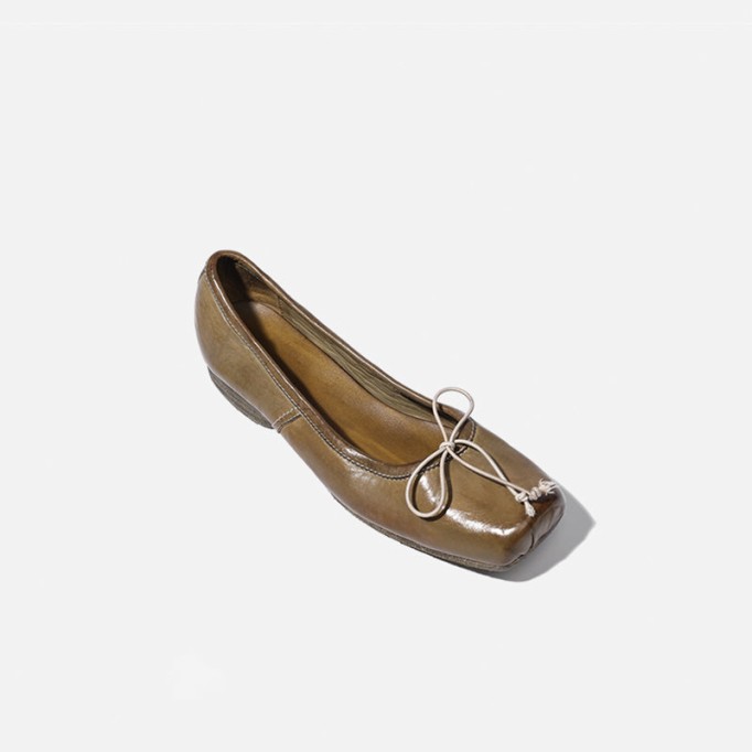 Goodyear Horse Leather Bowknot Flats For Women Leather Sole in Black/Brown/Green