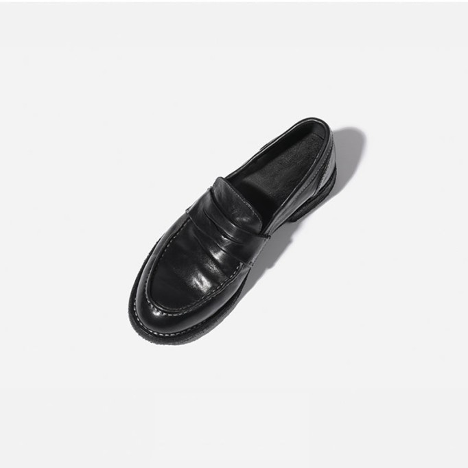 Goodyear Horse Leather Shoes For Women Classic Penny Loafers Leather Sole in Brown/Black