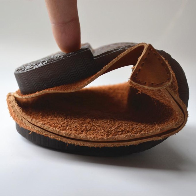 Handmade Retro Leather Mules Women Slippers Round Toe Mori Girl Flat Casual Summer Half Slippers Coffee/Wine Red/Khaki