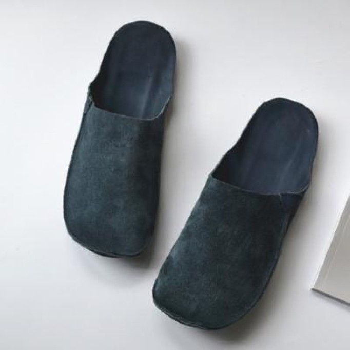 Handmade Retro Leather Mules Women Slippers Round Toe Mori Girl Flat Casual Summer Half Slippers Coffee/Wine Red/Khaki