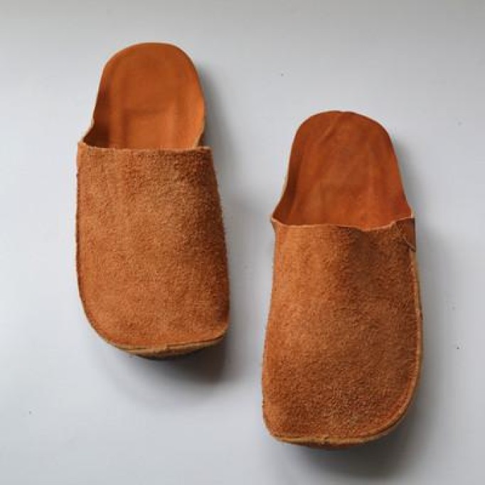 Handmade Retro Leather Mules Women Slippers Round Toe Mori Girl Flat Casual Summer Half Slippers Coffee/Wine Red/Khaki