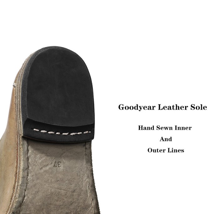 Goodyear Hourse Leather Derby Shoes For Women Lace Up Flat Oxfords Leather Sole in Black/Green