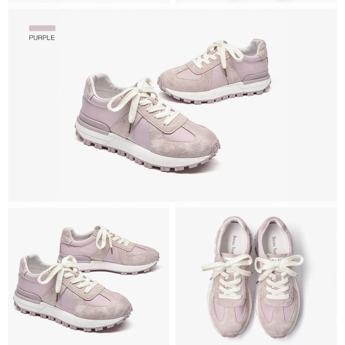 Casual Sneakers Women Suede Leather Patchwork Mixed Colors Lace-Up Round Toe Platform Shoes Lady Flats Handmade 29121