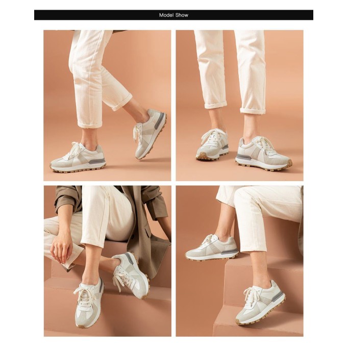 Casual Sneakers Women Suede Leather Patchwork Mixed Colors Lace-Up Round Toe Platform Shoes Lady Flats Handmade 29121