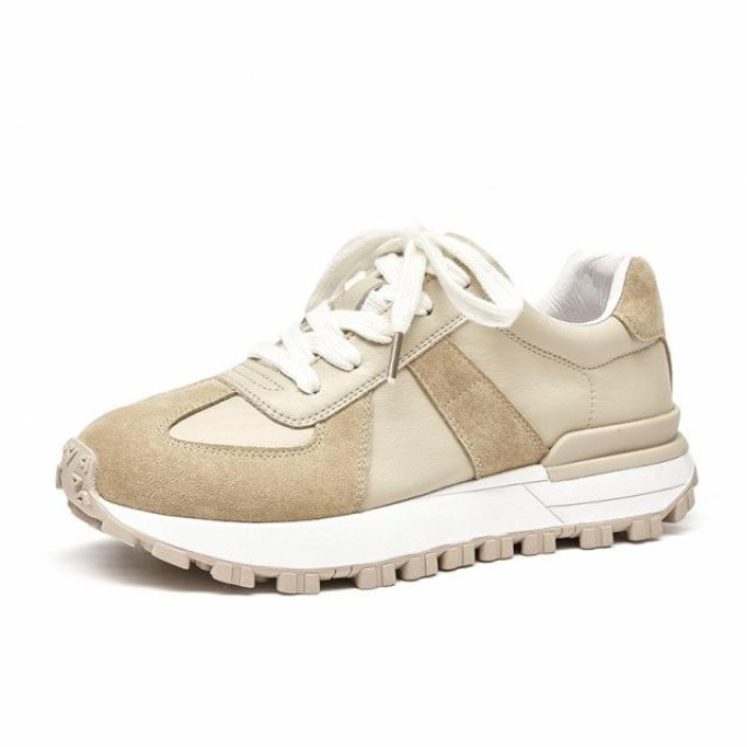 Casual Sneakers Women Suede Leather Patchwork Mixed Colors Lace-Up Round Toe Platform Shoes Lady Flats Handmade 29121