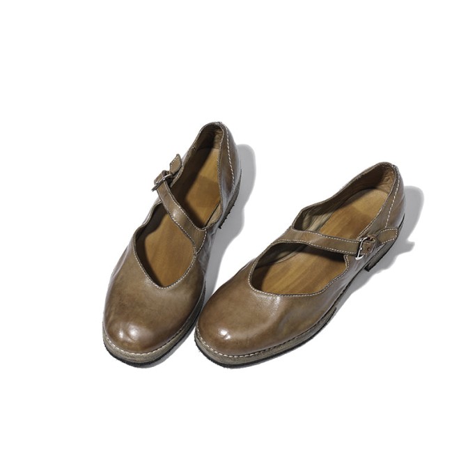 Goodyear Horse Leather Shoes For Women Handmade Mary Jane Leather Sole in Black/Green