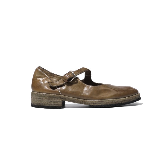 Goodyear Horse Leather Shoes For Women Handmade Mary Jane Leather Sole in Black/Green