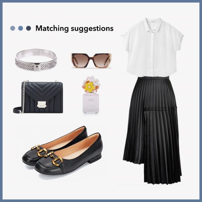 Horsebit-Detailed Leather Loafers for Women Black/Blue