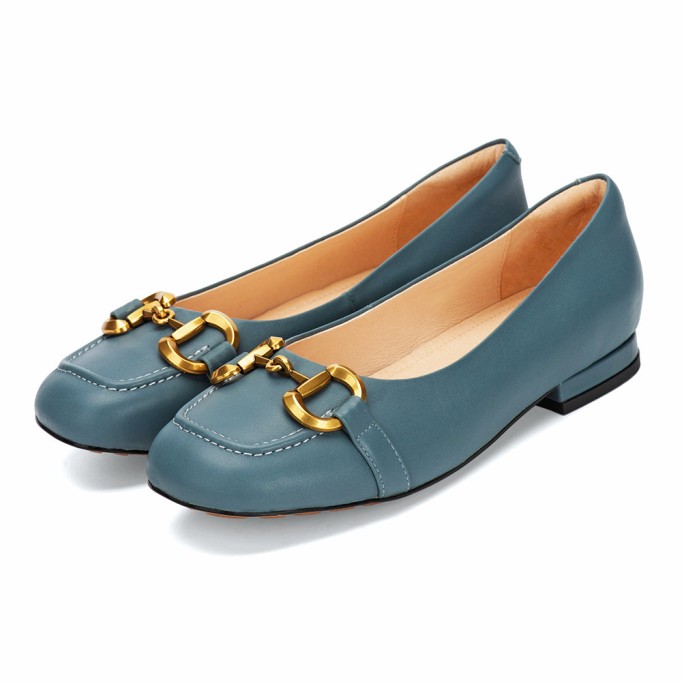 Horsebit-Detailed Leather Loafers for Women Black/Blue