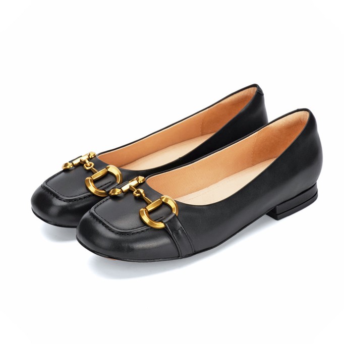 Horsebit-Detailed Leather Loafers for Women Black/Blue