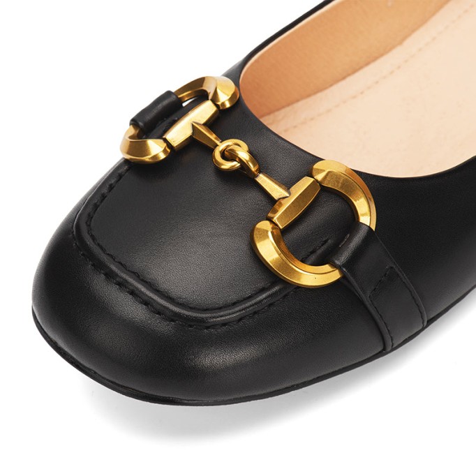 Horsebit-Detailed Leather Loafers for Women Black/Blue