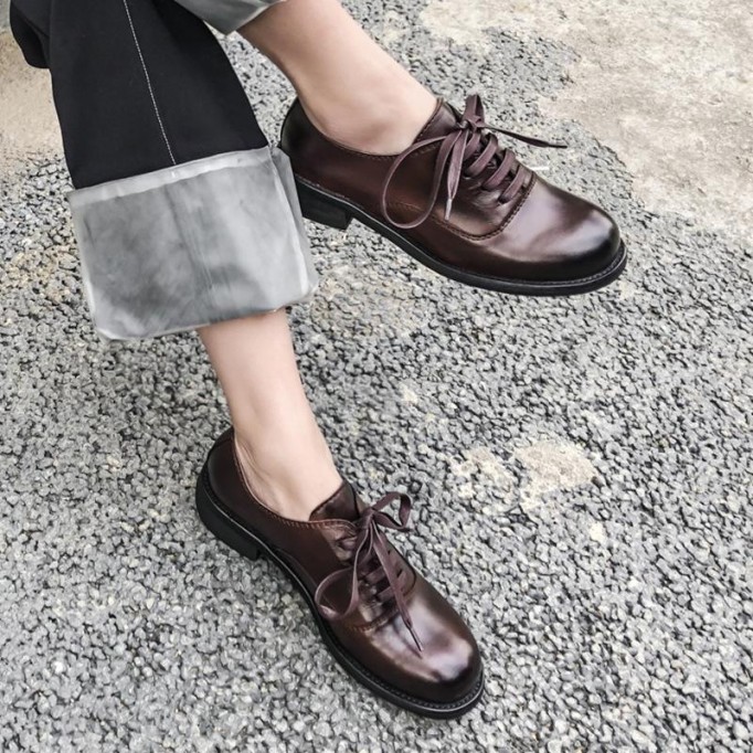 Retro Leather Oxford Shoes For Women Handmade Black Mori Girl Student Shoes Designer Shoes