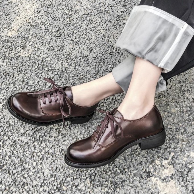 Retro Leather Oxford Shoes For Women Handmade Black Mori Girl Student Shoes Designer Shoes