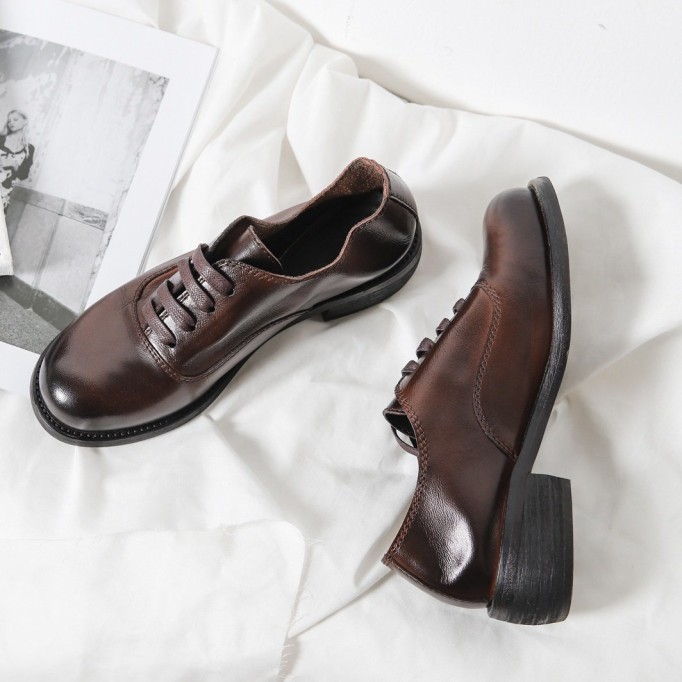 Retro Leather Oxford Shoes For Women Handmade Black Mori Girl Student Shoes Designer Shoes